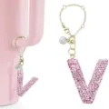 Glitzernde Strass Buchstaben V Anhänger Schlüsselanhänger für Tassen Griff Zubehör bling. - Buchstabe V