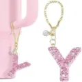 Glitzernder pinker Strass Buchstabe Y Anhänger Metallkette Schlüsselanhänger für Becher. - Buchstabe Y