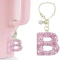 Rosa Strass Buchstabe B Anhänger für Stanley Tasse Griff funkelnd Schlüsselanhänger - Buchstabe B