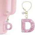 Rosa Strass Buchstabe D Anhänger Becher Griff Kette Schlüsselanhänger glitzerndes Zubehör - Buchstabe D