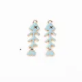 Cute blue fish bone DIY metal pendants for earrings, hair accessories, and craft making. - Blue