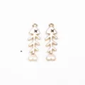 Gold-plated white enamel fish bone charms pendants DIY jewelry making accessories - White