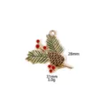 Christmas pine cone red berries alloy DIY pendant charm for necklace keychain decoration - 9# Pinecone Flower