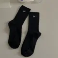 Chaussettes mi-hautes noires mignonnes avec yeux mobiles pour femmes, coton de printemps. - Taille unique / Noir
