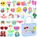 Cute summer beach PVC charms accessories set for bogg bags and shoes decorations lively style. - 30-Piece Charm Assortment