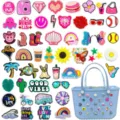Cute PVC charms for beach bags and clogs, colorful decorative pins for Bogg bag accessories. - 50-Piece Charm Assortment / 50 Pieces