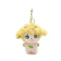 Cute plush doll keychain with fluffy yellow hair and sweet green lime embroidery pendant. - Style 2