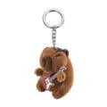 Cute Brown Capybara Plush Keychain with Guitar Soft Toy Keyring for Women Girls - Mini Guitar Style