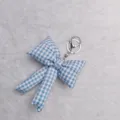 Blue and white gingham fabric bow keychain, cute girl style bag charm accessory variant. - Blue Plaid