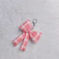 Korean style red white checkered bow keychain cute bag pendant accessory daily decor style - Red Plaid