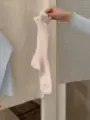 Chaussettes côtelées à volants roses pour femmes, chaussettes mi-mollet douces et respirantes. - Rose Clair