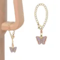 Joli charm porte-clés papillon avec émail rose et chaîne dorée pour tasses et sacs. - BL004 Violet clair