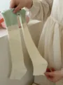 Korean style color block ruffle leg warmers spring summer thin long socks white and light green - One Size / Milk White