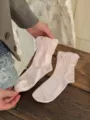 Damen Ballett Stil transparente kurze Socken in zartem Rosa Rüschen Bubble Bündchen Sommer - Einheitsgröße / Rosa