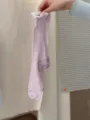 Sweet lavender mid-tube socks for women featuring delicate white lace trim and breathable ribbed design. - Light Taro Purple