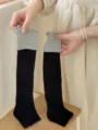 Korean Style Colorblock Lettuce Edge Leg Warmers Grey and Black Spring Summer Fashion Socks - One Size / Black