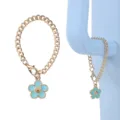 Cute smile flower cup charm with thick gold chain, perfect accessory for your tumbler bottle. - BL016 [Blue]