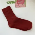 Solid color ribbed crew socks in dark red, soft and comfortable, perfect for autumn daily wear. - One Size / Terracotta
