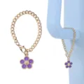 Gold chain smiley face purple flower cup pendant cute aesthetic tumbler accessory charm - BL016 [Purple]