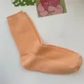 Chaussettes mi-hautes côtelées orange pour femme, chaussettes en coton style japonais mignon - Taille unique / Orange discret