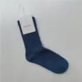 Chaussettes côtelées unies pour femmes, chaussettes en coton douces et confortables. - Taille unique / Bleu foncé