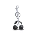 Black glitter cherry keychain, stylish bag charm and cute car key ring accessory for women. - Style 2 / Black