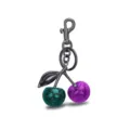 Glitter Cherry Keychain Bag Charm Cute Green Purple Metal Key Ring for Women Handbags - Style 4 / Purple