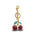 Cute glitter cherry keychain for women bags and car keys, gold tone metal hardware pendant. - Style 6