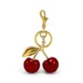 Gold and red glitter cherry keychain bag charm, cute metal key ring for women handbag. - Style 7