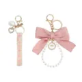 Cute pearl bow keychain set for women, sweet style car key ring with elegant pearls and ribbons. - Style 7