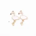Pink flamingo alloy metal charms pendants close-up detail for DIY jewelry making earrings - 35*21mm / Light Pink