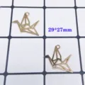 Gold color origami crane metal alloy pendant for DIY jewelry accessories and earrings. - Origami Crane / KC Gold