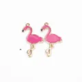 Pink flamingo enamel alloy charms for DIY jewelry making earrings pendants crafts accessories - 35*21mm / Rose Red