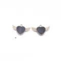 Alloy pearl heart wings charm pendants for DIY earrings necklace jewelry making parts. - Black Wings