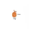 Detailed view of orange enamel thanksgiving pumpkin charm, 23x13mm alloy pendant closeup. - Orange Pumpkin