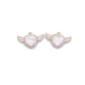 Pearl heart wings charm alloy pendant DIY jewelry making accessories detail closeup view - White Wings