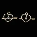 Gold tone heart arrow alloy charm detail shot, sparkling rhinestone diy jewelry accessory. - Heart / Gold