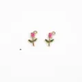 Close-up van mini roos emaille bedel details, gouden metaal druppel olie bloem DIY sieraden. - Rozerood