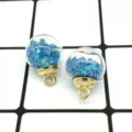 DIY clear glass ball charms with blue star sequins gold alloy loop pendants for handmade jewelry. - Blue