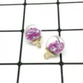 DIY transparent glass ball pendant with purple star sequins and gold loop for jewelry making. - Purple
