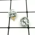 DIY glass ball charm pendant with silver star sequins and gold alloy loop for jewelry making. - Silver