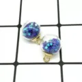 DIY glass ball pendant with blue star confetti and gold alloy loop for jewelry making charms - Blue and Purple