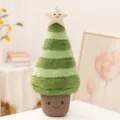 Adorable sapin de Noël en peluche verte dégradée avec étoile souriante et design de pot. - Cèdre de Noël Oreiller 45cm
