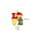 Enamel Love Africa Map Charm Pendant DIY Jewelry Making Accessories Red Yellow Green - 20# LOVE Map