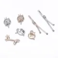 Set de colgantes dijes DIY de aleación, bola de lana y botón para pendientes fabricación de joyas. - Ciervo / 25x12mm / Oro blanco
