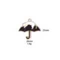 Black and white cat umbrella enamel pendant detail closeup, zinc alloy DIY jewelry accessory. - 6# Black Umbrella 【Lying Cat】