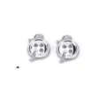 Pendientes de boton de aleacion plateada con hilo, diseño de joyeria de moda DIY unico. - Botón / 19x12mm / Oro blanco