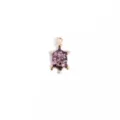 Detailed close-up of a metal turtle charm with floral enamel shell, gold-toned part. - 12# Cherry Blossom Turtle