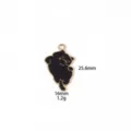Close-up detail view of black cat metal pendant charm, alloy material with gold trim. - 12# Twisted Cat [Black]