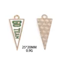 Driehoekige legering geëmailleerde bedel met groene GO TEAM letters, DIY sieraden accessoire. - GO TEAM Driehoek Hanger